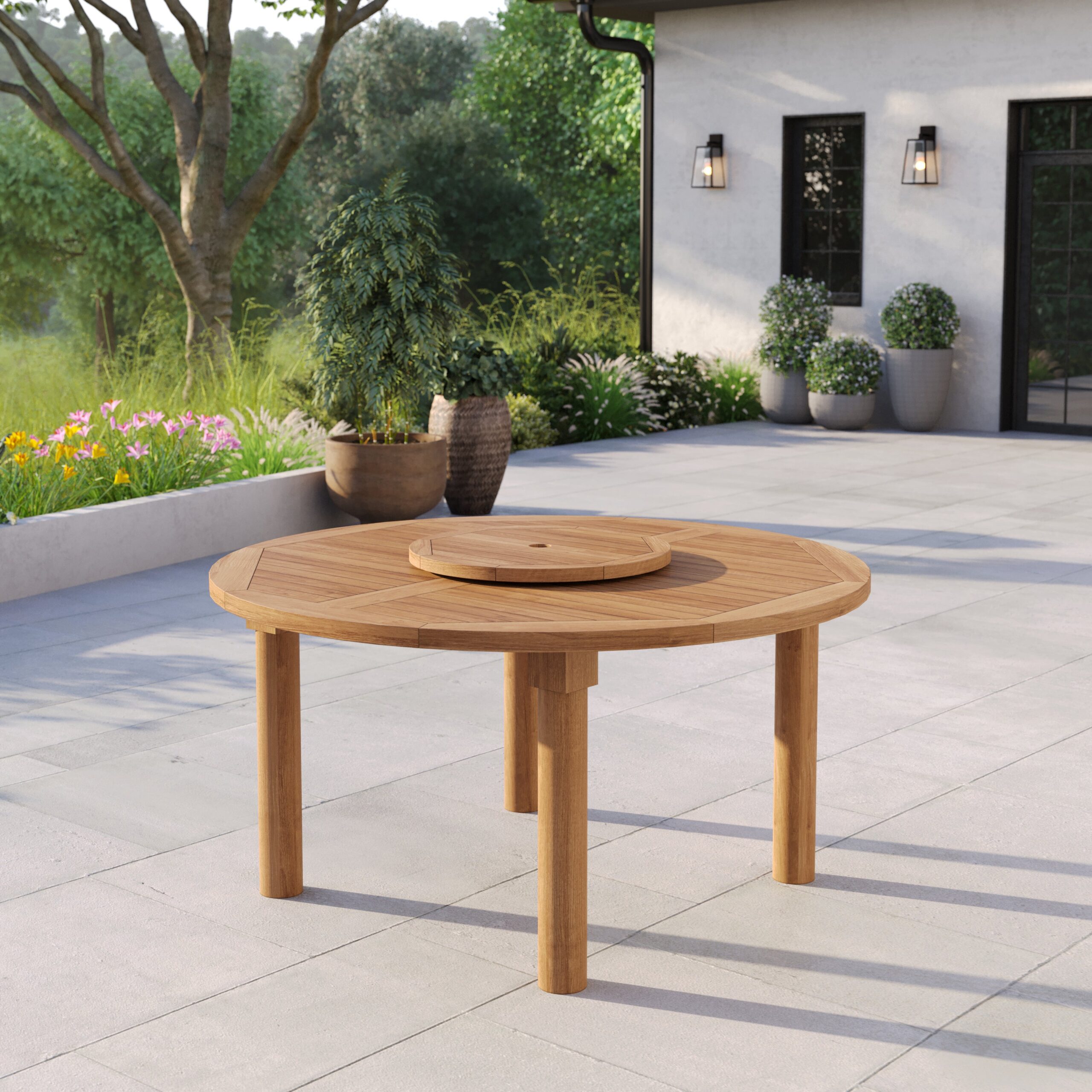 Teak garden furniture set 150cm Maximus round table (2 San Francisco benches & 2 San Francisco chairs) including cushions. - Image 7
