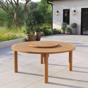 180cm Maximus round teak table, 4cm thick top