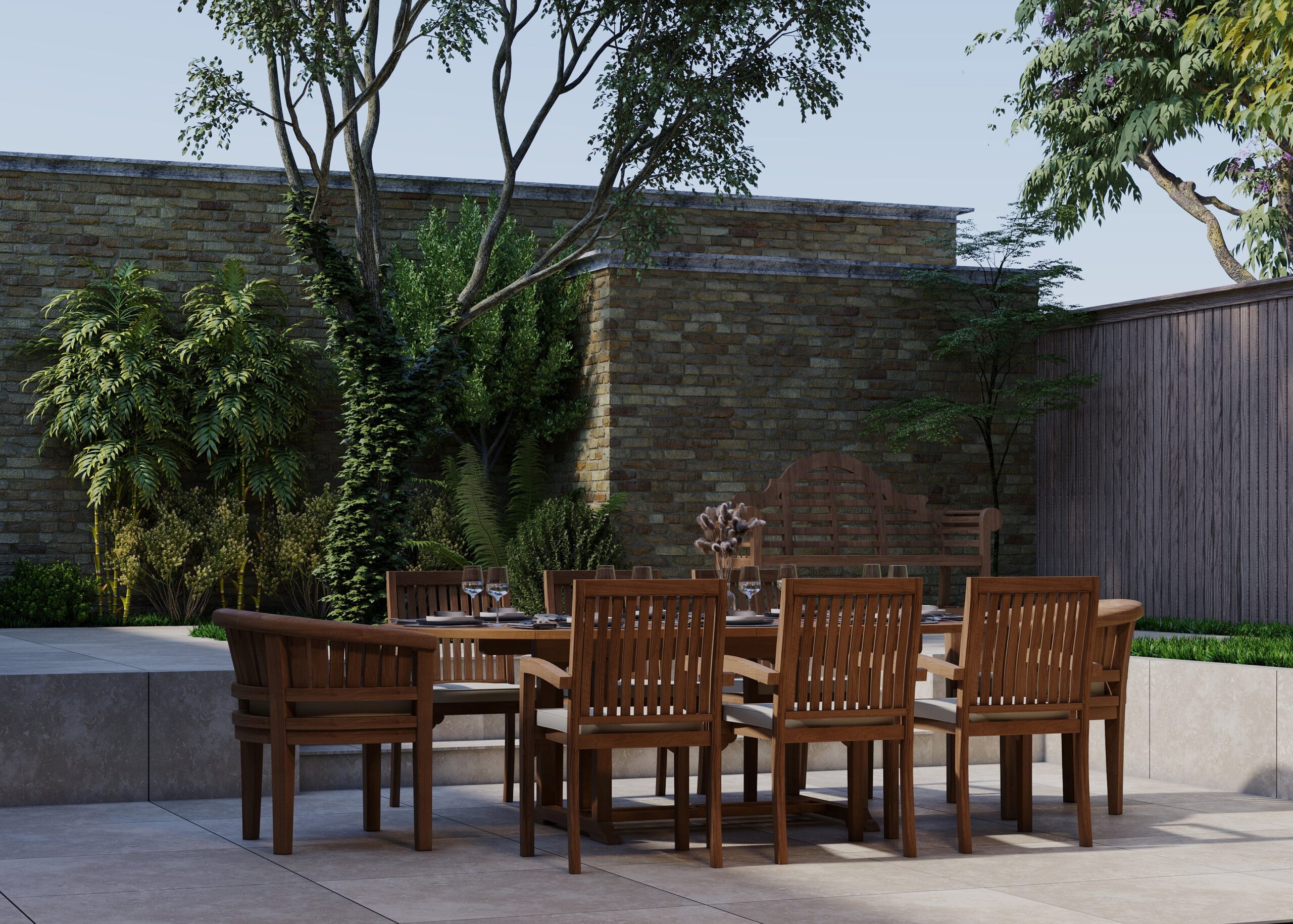 Teak 180cm to 240cm Oval Extending Table with 6 Henley Stacking Chairs & 2 Francisco Chairs - Image 3