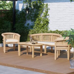 Alternative view of Teak San Francisco Bench Set (1 x Bench, 2 x Chair, 1 x Coffee Table) Free Cushions.