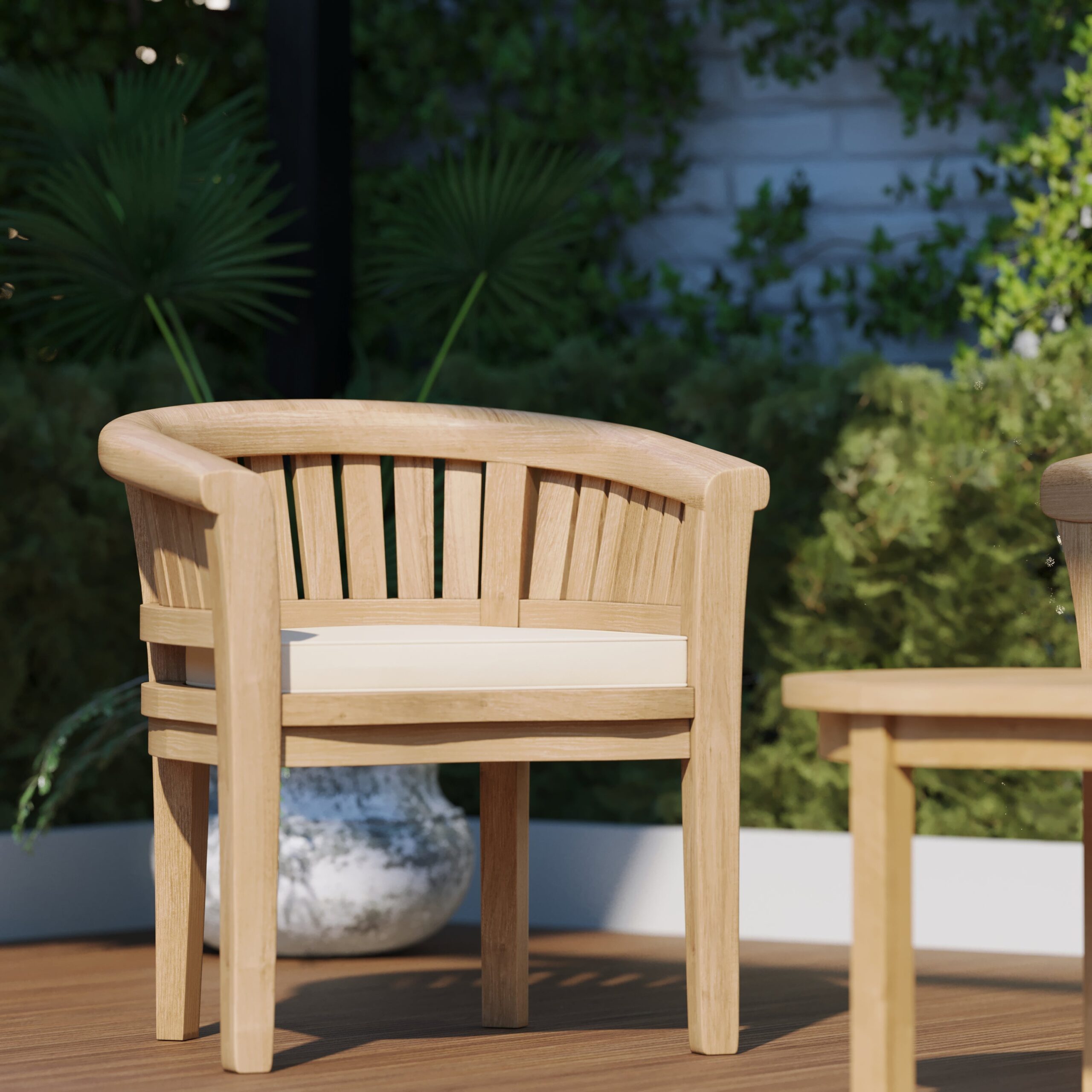 Teak San Francisco Bench Set (1 x Bench, 2 x Chair, 1 x Coffee Table) Free Cushions. - Image 3