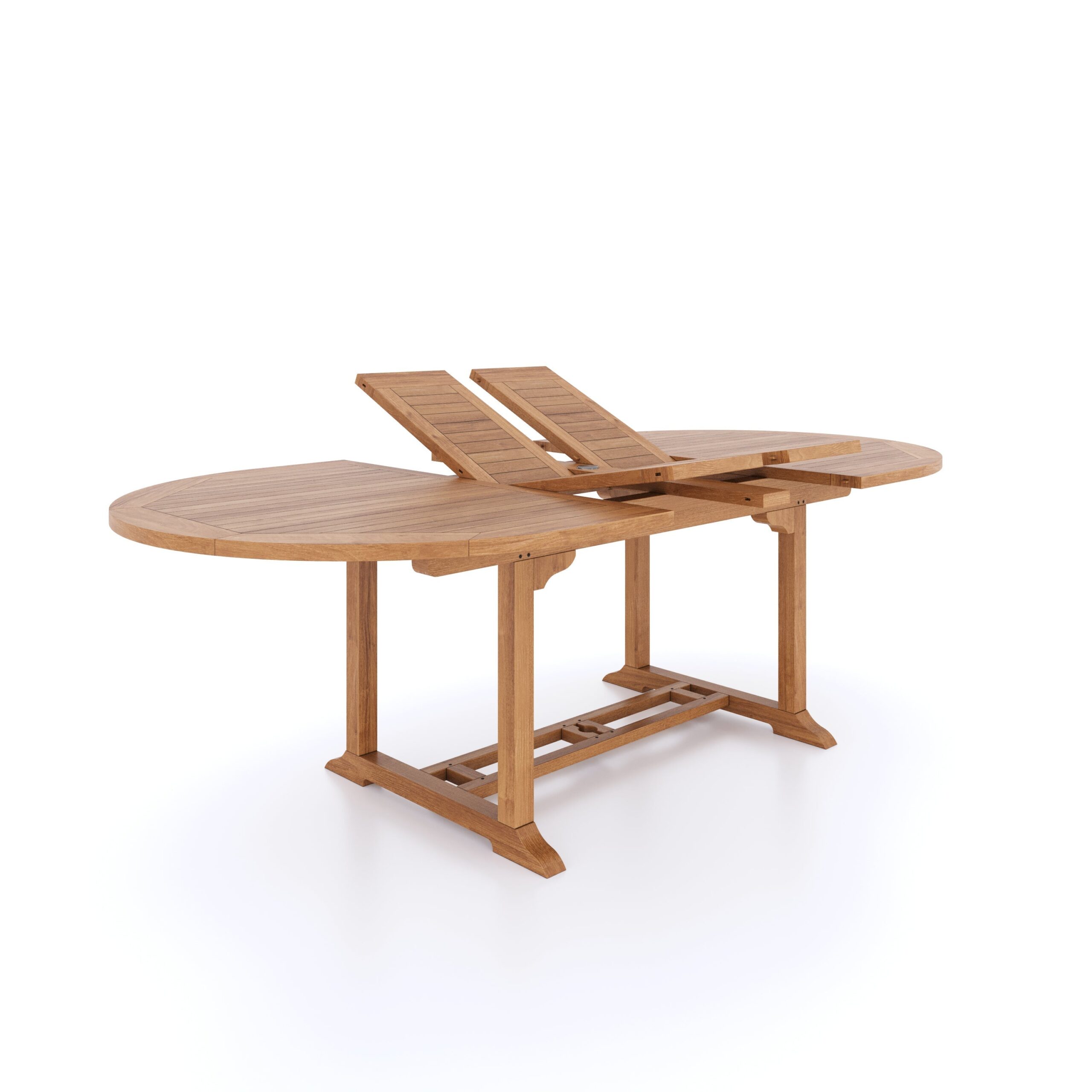 Teak 2-3m Oval Extending Table 4cm Top (8 Henley Stacking Chairs 2 San Francisco Benches) Free Cushions. - Image 7