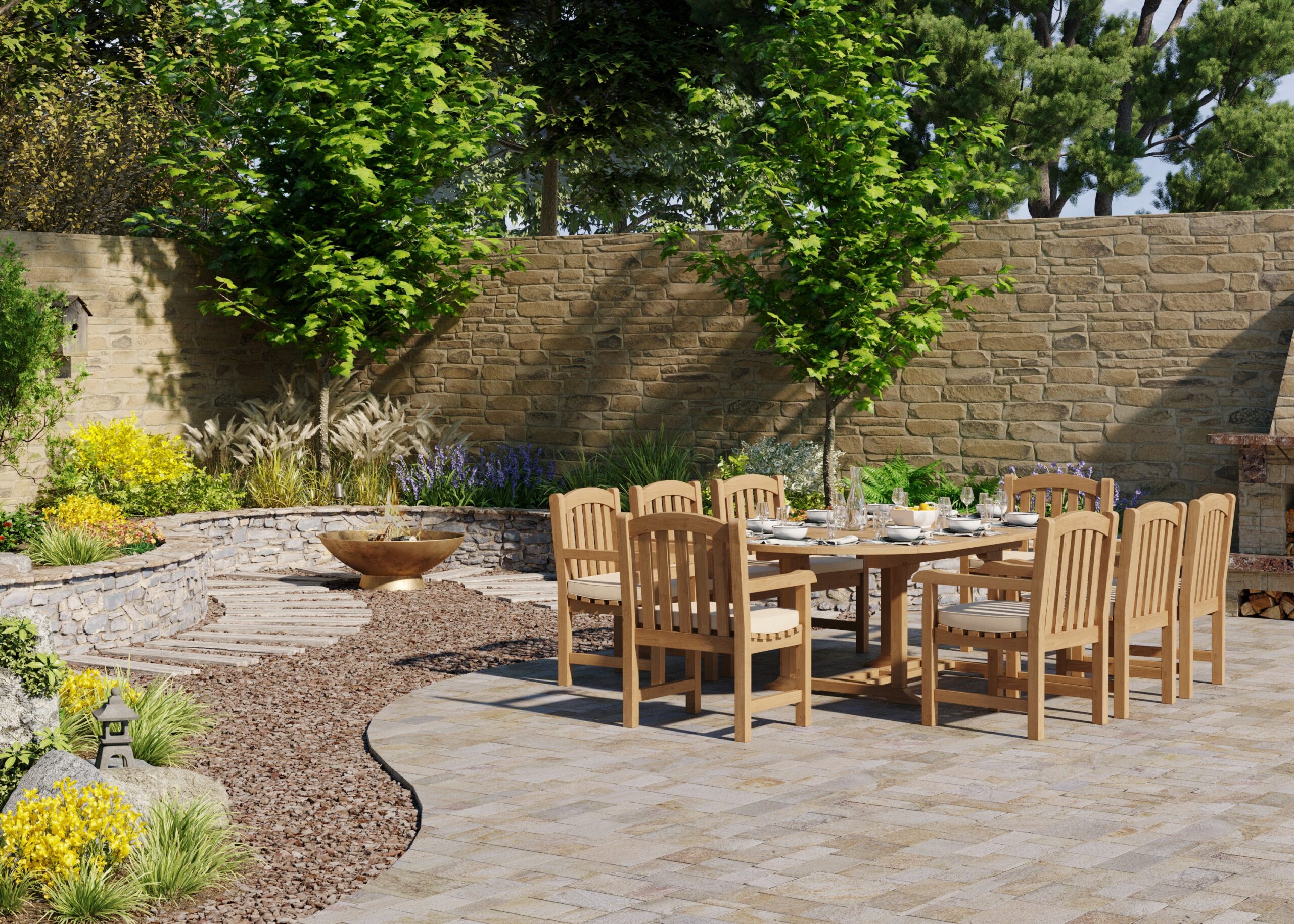 Teak 180-240cm Oval Extending Table, 4cm Top with 8 Warwick Chairs, Free Cushions. - Image 8