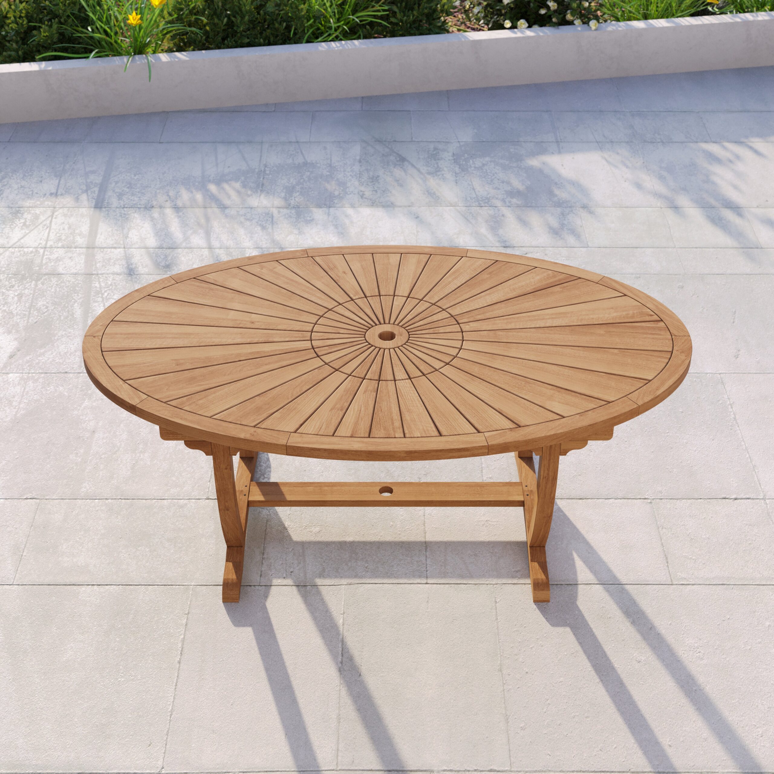 Teak 2m Sunshine Oval Table with Incorporated Lazy Susan - Image 2